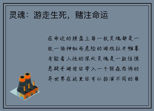 灵魂:游走生死,赌注命运